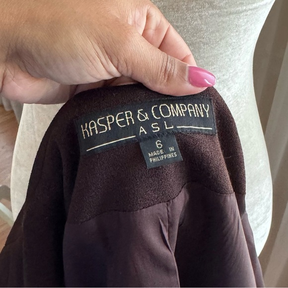 Kasper & Company Double Breasted Brown Wool Blazer Size 6 - Picture 5 of 9